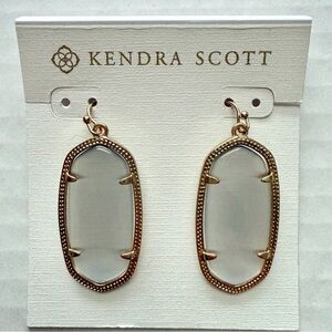 New Kendra Scott Elle Slate Cat’s Eye Gold Drop Earrings
